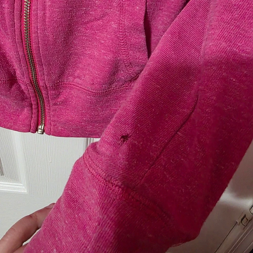 Nike Womens Just Do It Full Zip Hoodie Pink Heathered Athletic Jacket Small